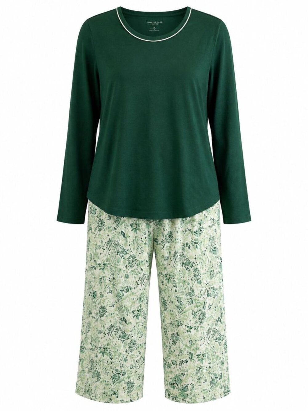 NWT Charter Club Winter Meadow 2 Piece Pajama Set Size S Green Sleepwear Lounge